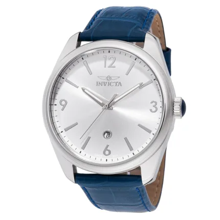 reloj azul con correa de cuero